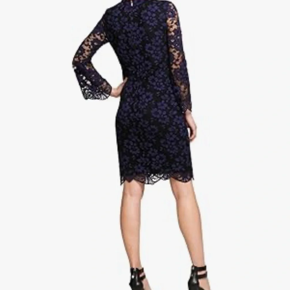 DKNY Blue Long Sleeve Sheath Dress